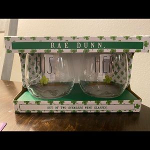 St Patricks Day Wine Glasses His and Hers Rae Dunn